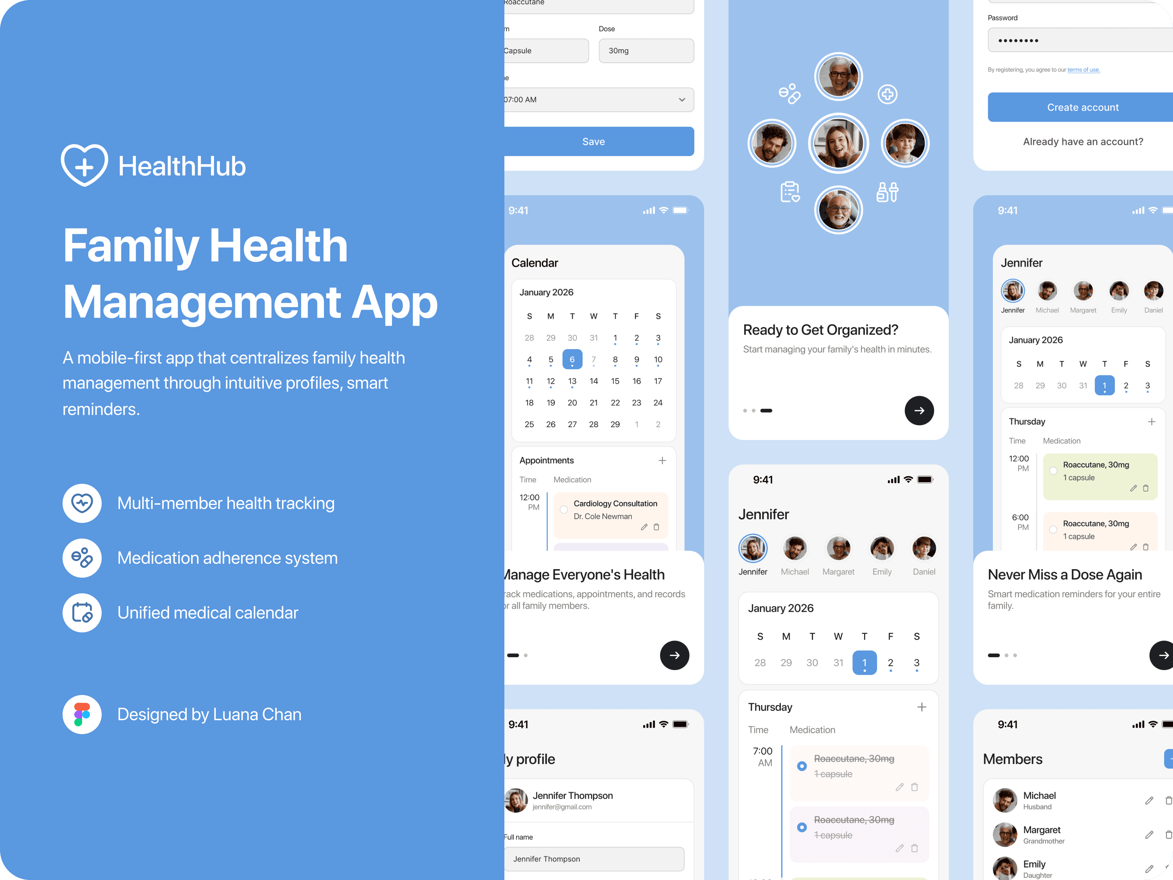 HealthHub app mockups