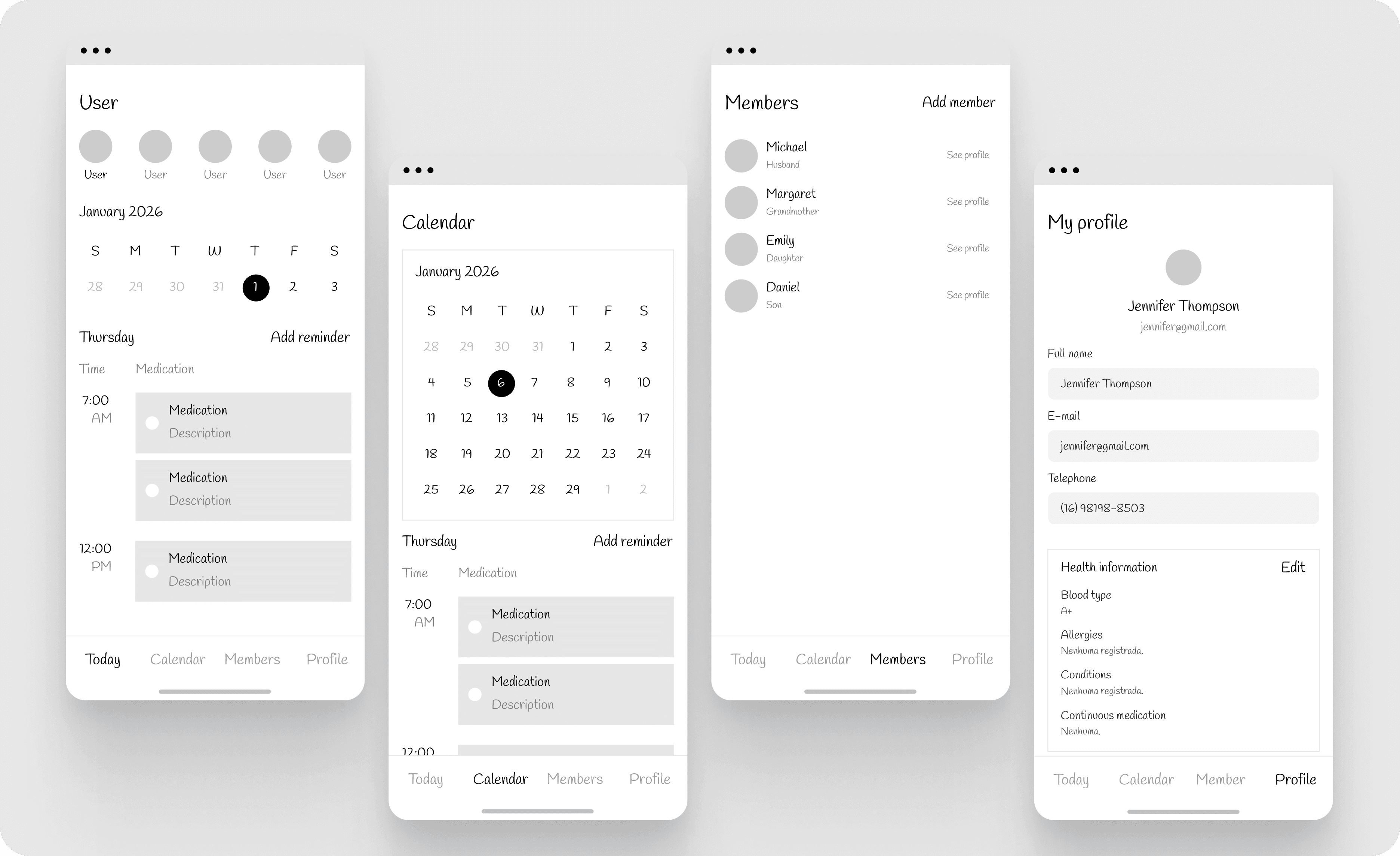 HealthHub app mockups