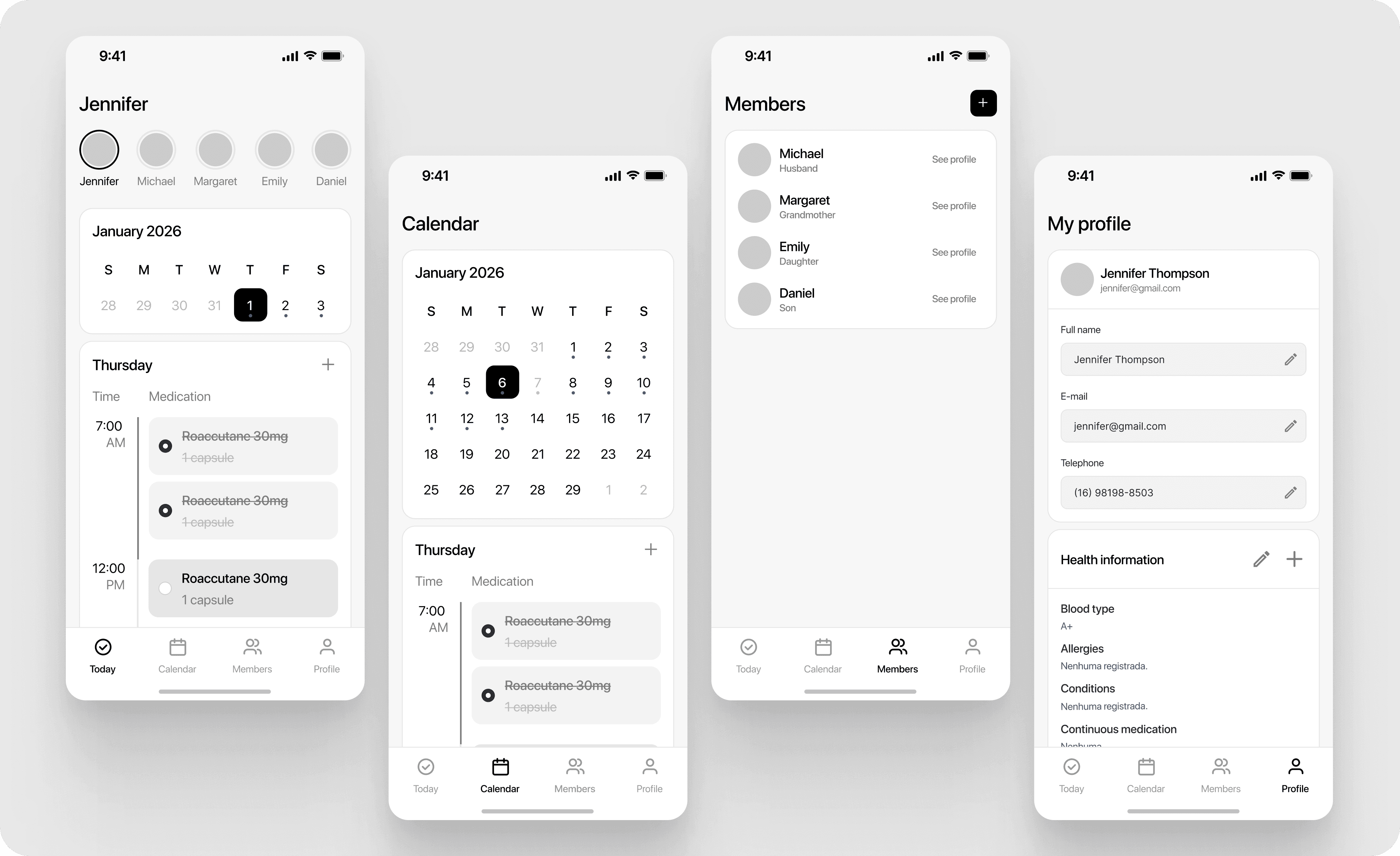 HealthHub app mockups