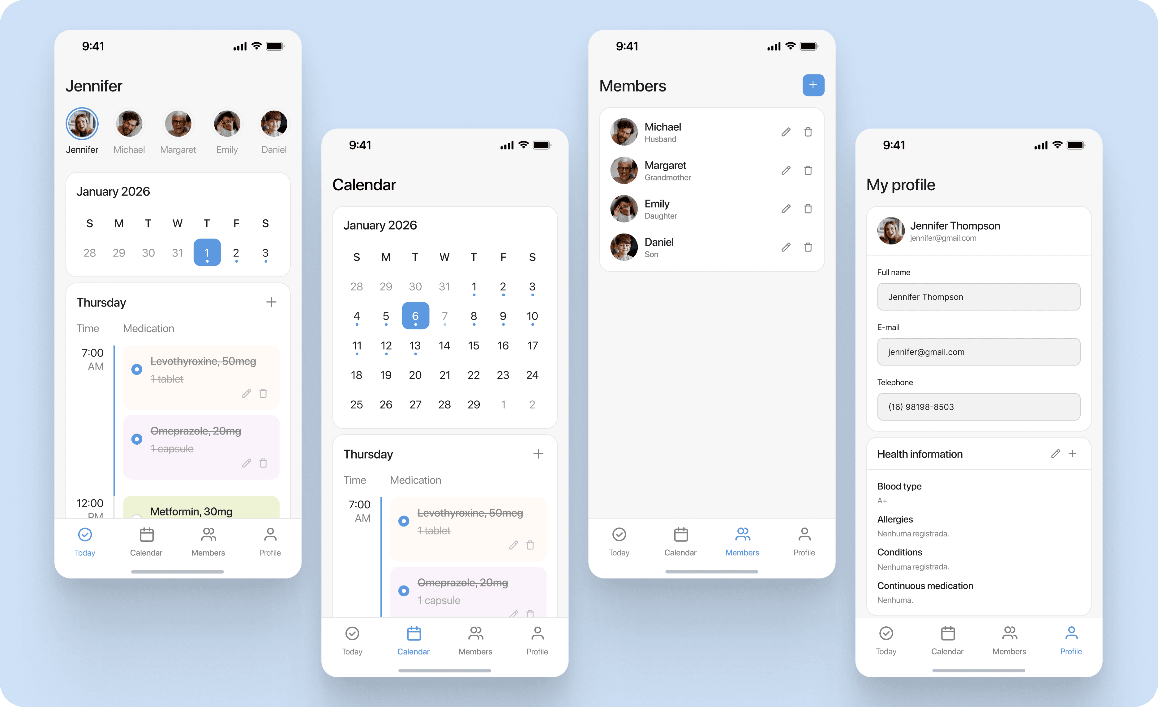 HealthHub app mockups