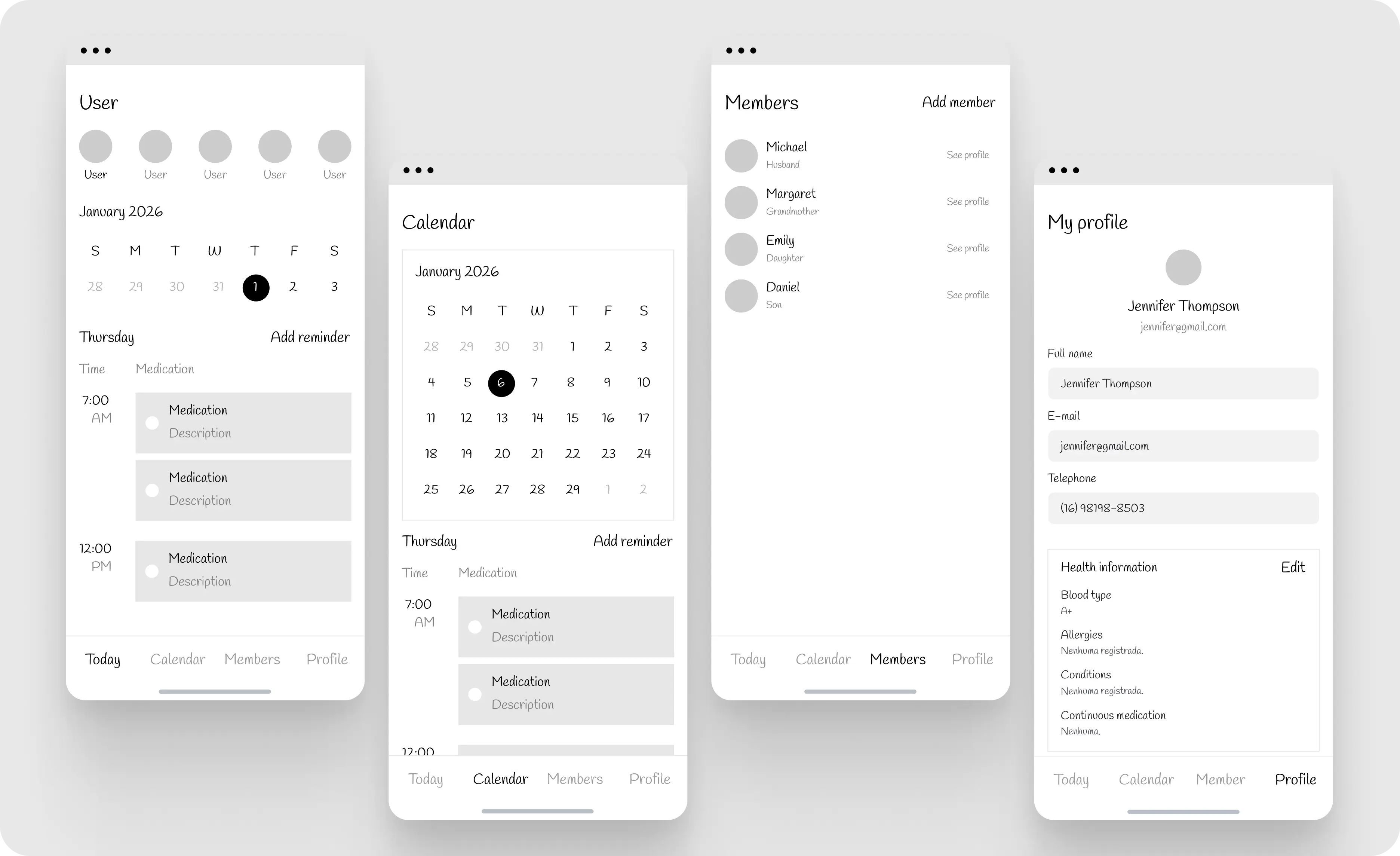 HealthHub app mockups