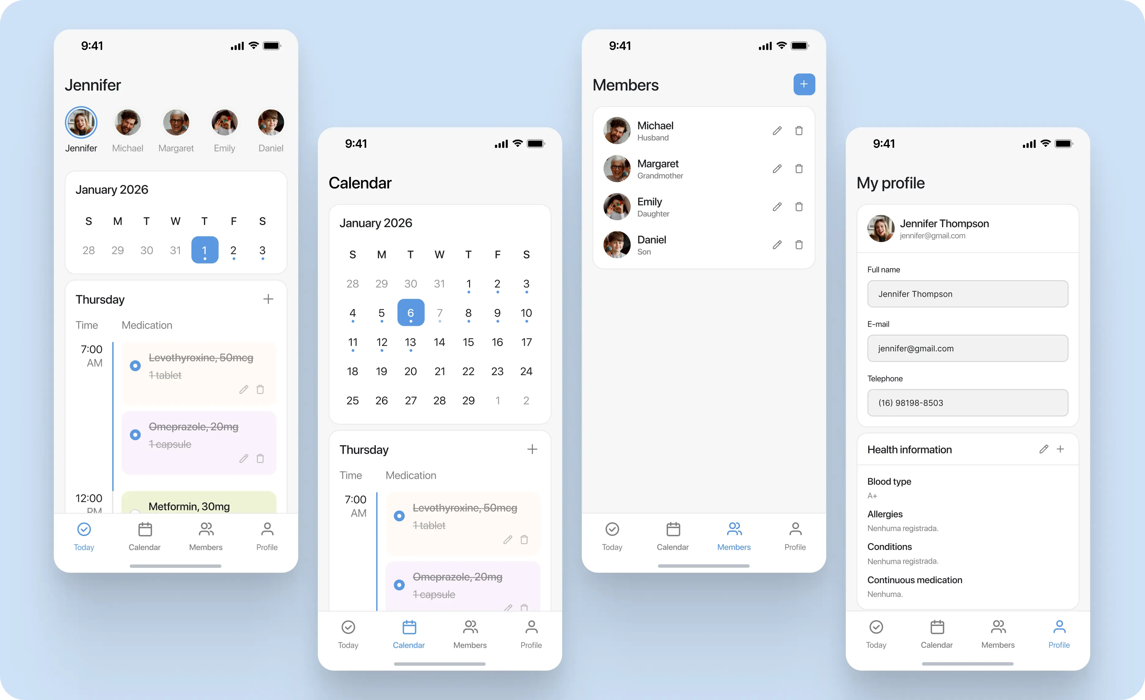 HealthHub app mockups